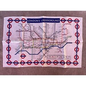 London Underground Map Collectible Tea Towel England UK